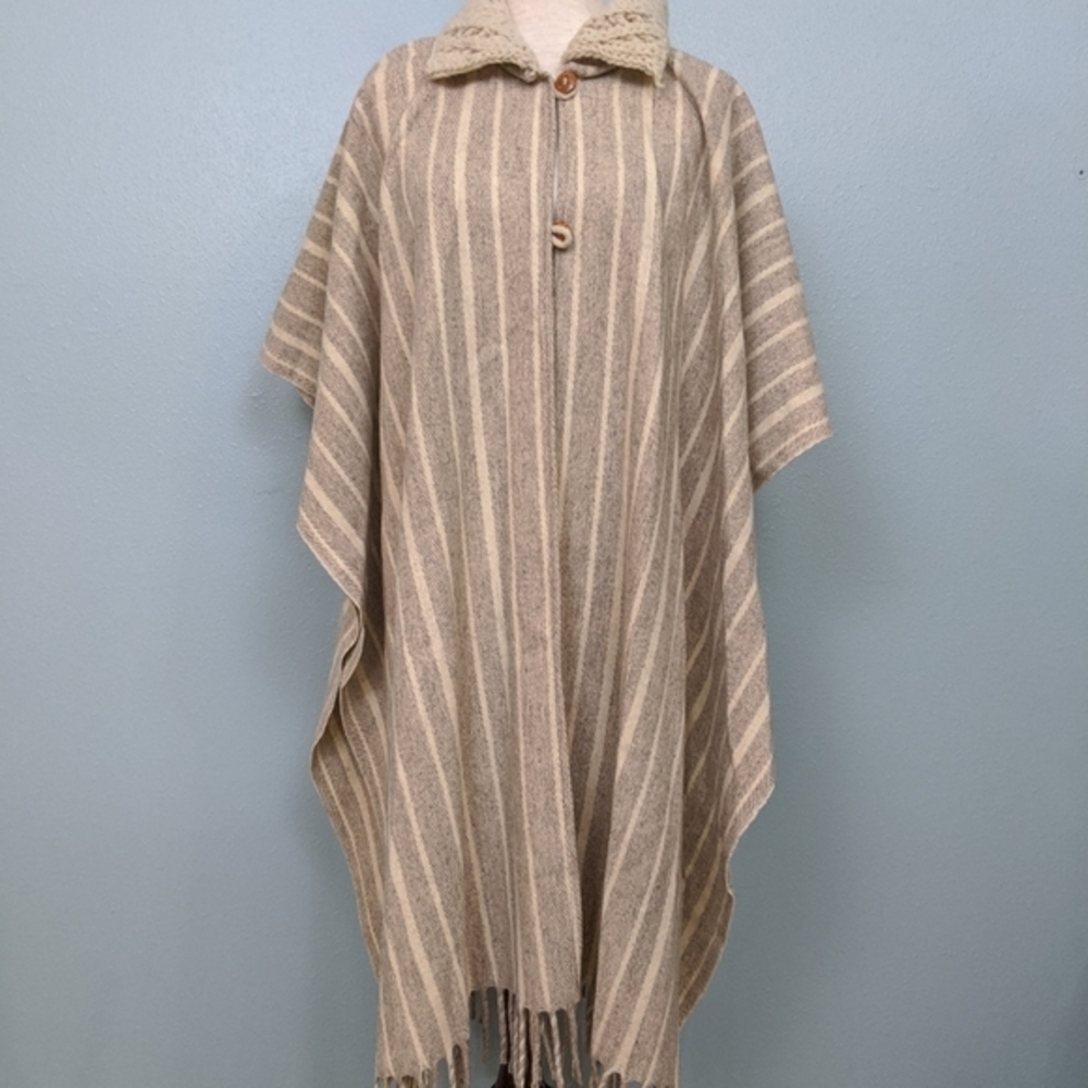 wool poncho cream beige